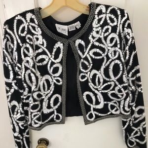 Beaded silk Nero jacket size S B/W